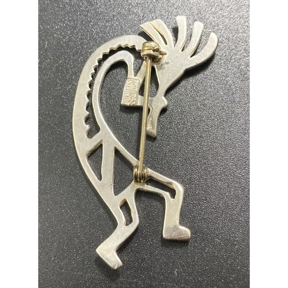 Navajo Glenn Irene Sandoval Kokopelli Dancer Brooch Sterling Silver Signed GS - Picture 3 of 5